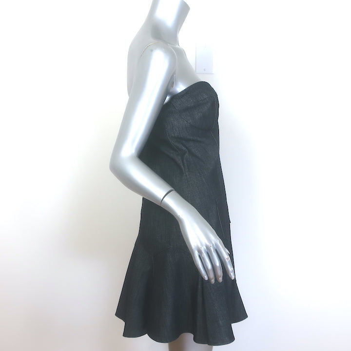Dana Foley NYC Ruby Lee Strapless Denim Mini Dress Dark Blue Size Large NEW