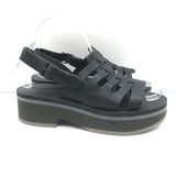 Robert Clergerie Fily Flatform Slingback Sandals Black Leather Size 37 NEW