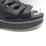 Robert Clergerie Fily Flatform Slingback Sandals Black Leather Size 37 NEW