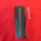 Norma Kamali Ruched Mini Shirt Dress Red Stretch Jersey Size Small