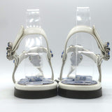 Dolce & Gabbana Jeweled T-Strap Flat Sandals White Patent Leather Size 41