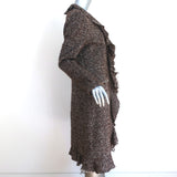 Calypso Christiane Celle Ruffled Tweed Coat Brown Wool-Blend Size Medium