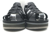 Robert Clergerie Fily Flatform Slingback Sandals Black Leather Size 37 NEW