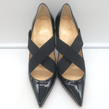 Christian Louboutin Sharpstagram Crisscross Pumps Black Patent Leather Size 39