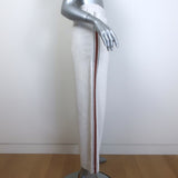 Brunello Cucinelli Monili Side-Stripe Cropped Pants Ecru Cotton-Linen Size US 4