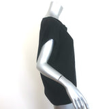 Hermes Cowl Neck Blouse Black Silk Size 38 Cap Sleeve Top