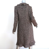 Calypso Christiane Celle Ruffled Tweed Coat Brown Wool-Blend Size Medium