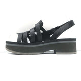 Robert Clergerie Fily Flatform Slingback Sandals Black Leather Size 37 NEW