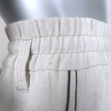 Brunello Cucinelli Monili Side-Stripe Cropped Pants Ecru Cotton-Linen Size US 4