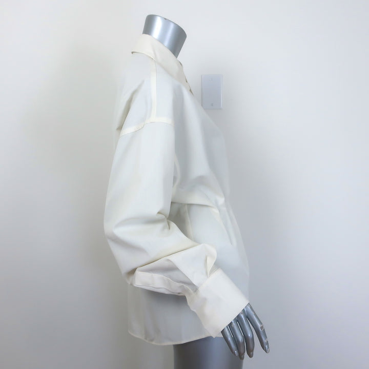 Rohe Sculptural Pleated Shirt Cream Wool-Blend Size 40 Long Sleeve Top NEW