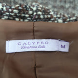 Calypso Christiane Celle Ruffled Tweed Coat Brown Wool-Blend Size Medium