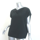 Hermes Cowl Neck Blouse Black Silk Size 38 Cap Sleeve Top