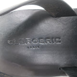 Robert Clergerie Fily Flatform Slingback Sandals Black Leather Size 37 NEW