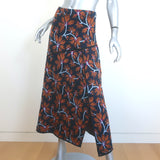 Ulla Johnson Sabra Jacquard Midi Skirt Navy/Orange Floral Print Size Small
