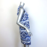 Dolce & Gabbana Majolica Print Brocade Sleeveless Mini Dress Blue/White Size 42