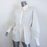 Rohe Sculptural Pleated Shirt Cream Wool-Blend Size 40 Long Sleeve Top NEW