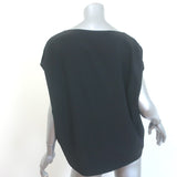 Hermes Cowl Neck Blouse Black Silk Size 38 Cap Sleeve Top