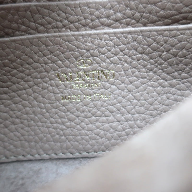 Valentino Rockstud Pouch Taupe Grained Leather Mini Crossbody Bag