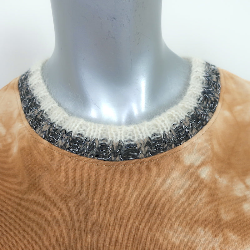 3.1 Phillip Lim Knit Collar Tie Dye T-Shirt Ochre Cotton Size Extra Small