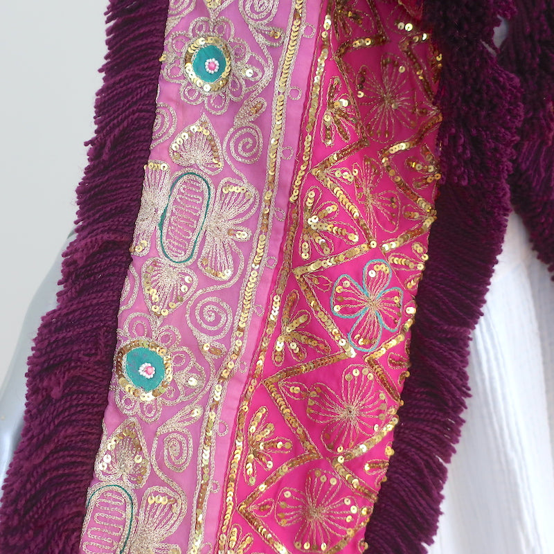 Odd Molly Sequined &amp; Embroidered Hooded Scarf Pink/Purple