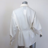 Rohe Sculptural Pleated Shirt Cream Wool-Blend Size 40 Long Sleeve Top NEW