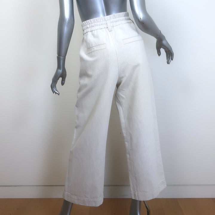 Brunello Cucinelli Monili Side-Stripe Cropped Pants Ecru Cotton-Linen Size US 4