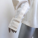 Rohe Sculptural Pleated Shirt Cream Wool-Blend Size 40 Long Sleeve Top NEW