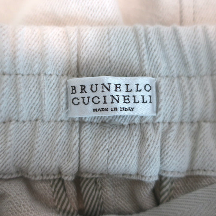 Brunello Cucinelli Monili Side-Stripe Cropped Pants Ecru Cotton-Linen Size US 4