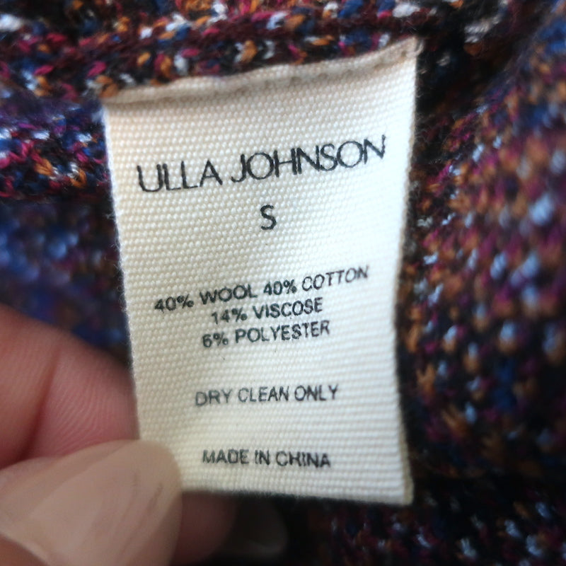 Ulla Johnson Sabra Jacquard Midi Skirt Navy/Orange Floral Print Size Small