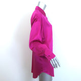 Tom Ford Oversized Satin Shirt Bright Pink Silk-Blend Size 42 Long Sleeve Blouse