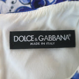 Dolce & Gabbana Majolica Print Brocade Sleeveless Mini Dress Blue/White Size 42