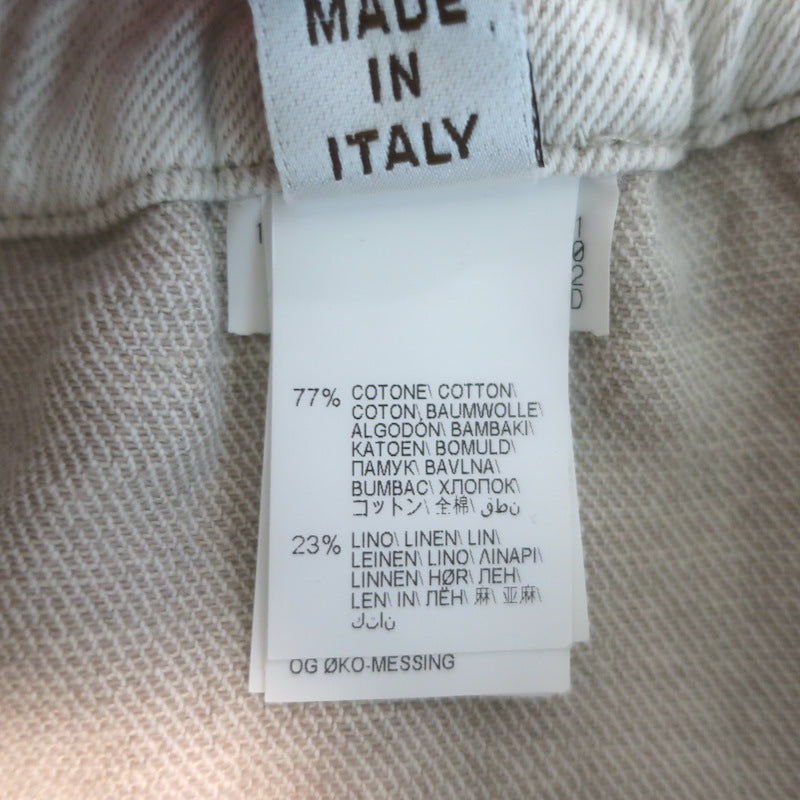 Brunello Cucinelli Monili Side-Stripe Cropped Pants Ecru Cotton-Linen Size US 4
