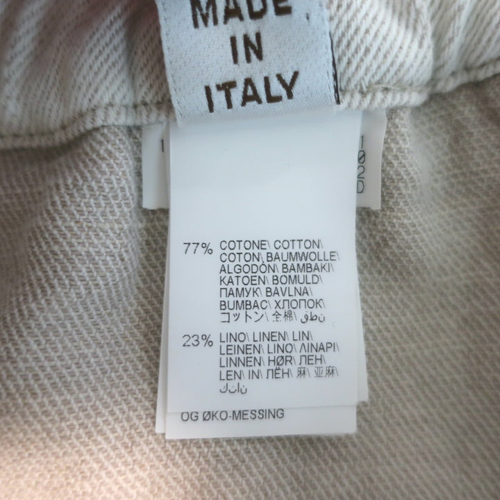 Brunello Cucinelli Monili Side-Stripe Cropped Pants Ecru Cotton-Linen Size US 4