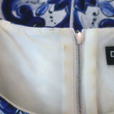 Dolce & Gabbana Majolica Print Brocade Sleeveless Mini Dress Blue/White Size 42