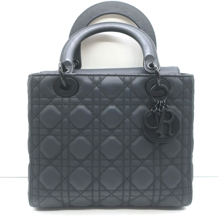 Christian Dior Lady Dior Medium Bag Black Ultramatte Cannage Calfskin Crossbody
