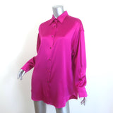 Tom Ford Oversized Satin Shirt Bright Pink Silk-Blend Size 42 Long Sleeve Blouse