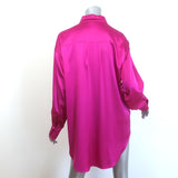 Tom Ford Oversized Satin Shirt Bright Pink Silk-Blend Size 42 Long Sleeve Blouse