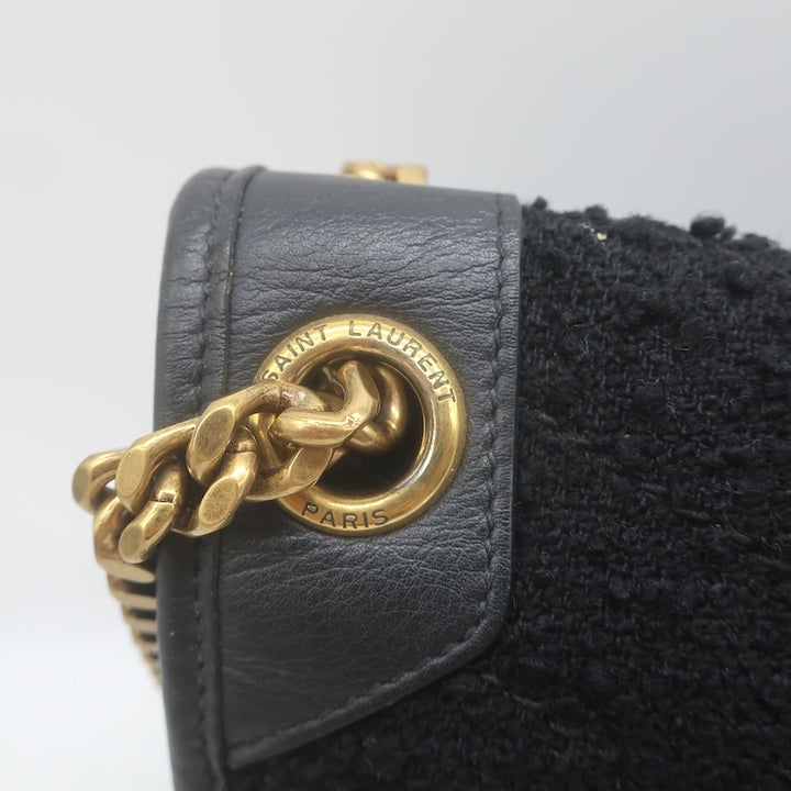Saint Laurent Niki Medium Quilted Boucle Tweed Crossbody Bag Black