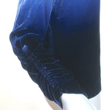 Raquel Allegra Top Jane Blue Ombre Velvet Size 0 Gathered-Sleeve Blouse
