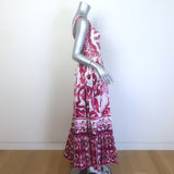 Dolce & Gabbana Majolica Print Bustier Maxi Dress White/Berry Cotton Size 42
