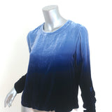 Raquel Allegra Top Jane Blue Ombre Velvet Size 0 Gathered-Sleeve Blouse