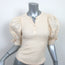 Ulla Johnson Puff Sleeve Top Iman Ivory Cotton Poplin & Ribbed Knit Size Petite