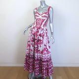 Dolce & Gabbana Majolica Print Bustier Maxi Dress White/Berry Cotton Size 42