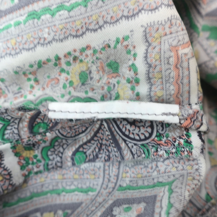Prada Cropped Pants Gray Paisley Print Silk Twill Size 44
