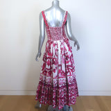 Dolce & Gabbana Majolica Print Bustier Maxi Dress White/Berry Cotton Size 42