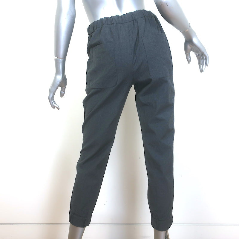Brunello Cucinelli Monili Side-Stripe Drawstring Pants Charcoal Wool Size US 8