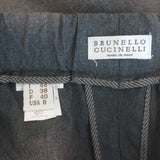 Brunello Cucinelli Monili Side-Stripe Drawstring Pants Charcoal Wool Size US 8