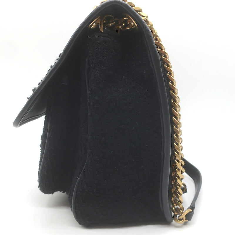 Saint Laurent Niki Medium Quilted Boucle Tweed Crossbody Bag Black