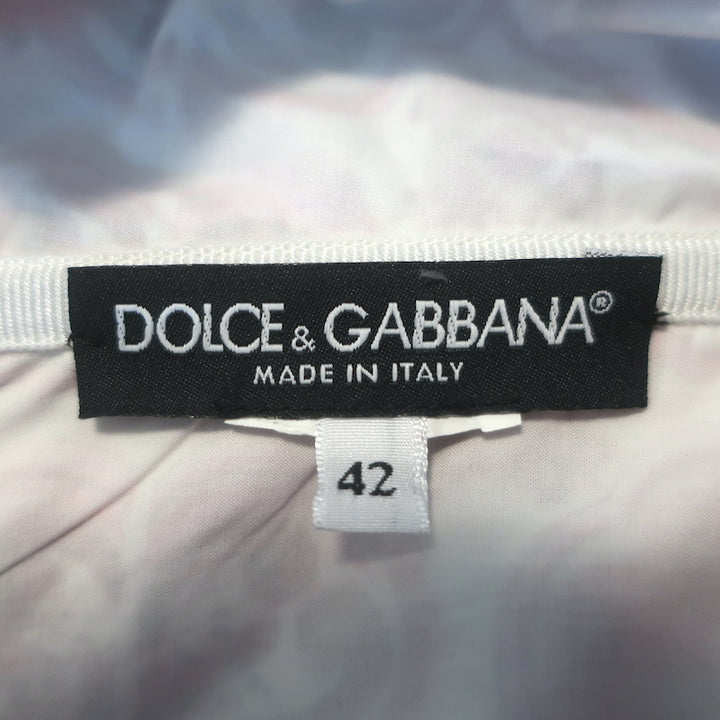 Dolce &amp; Gabbana Majolica Print Bustier Maxi Dress White/Berry Cotton Size 42