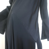 More Noir Julia Long Sleeve Maxi Dress Black Textured Silk Satin Size Large